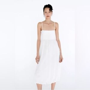 Zara | Dresses | Zara White Bubble Hem Midi Dress | Poshmark